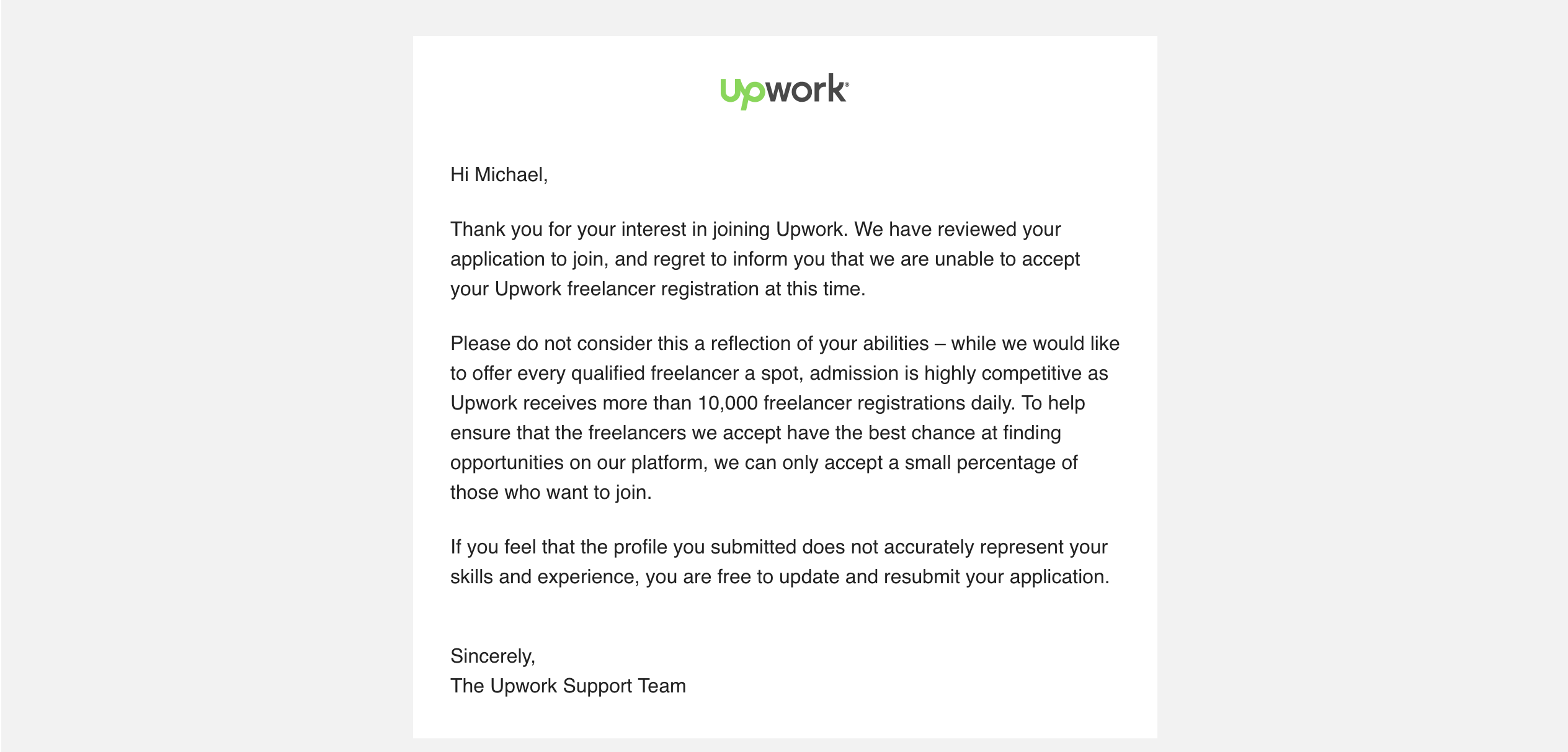 Upwork Refusal